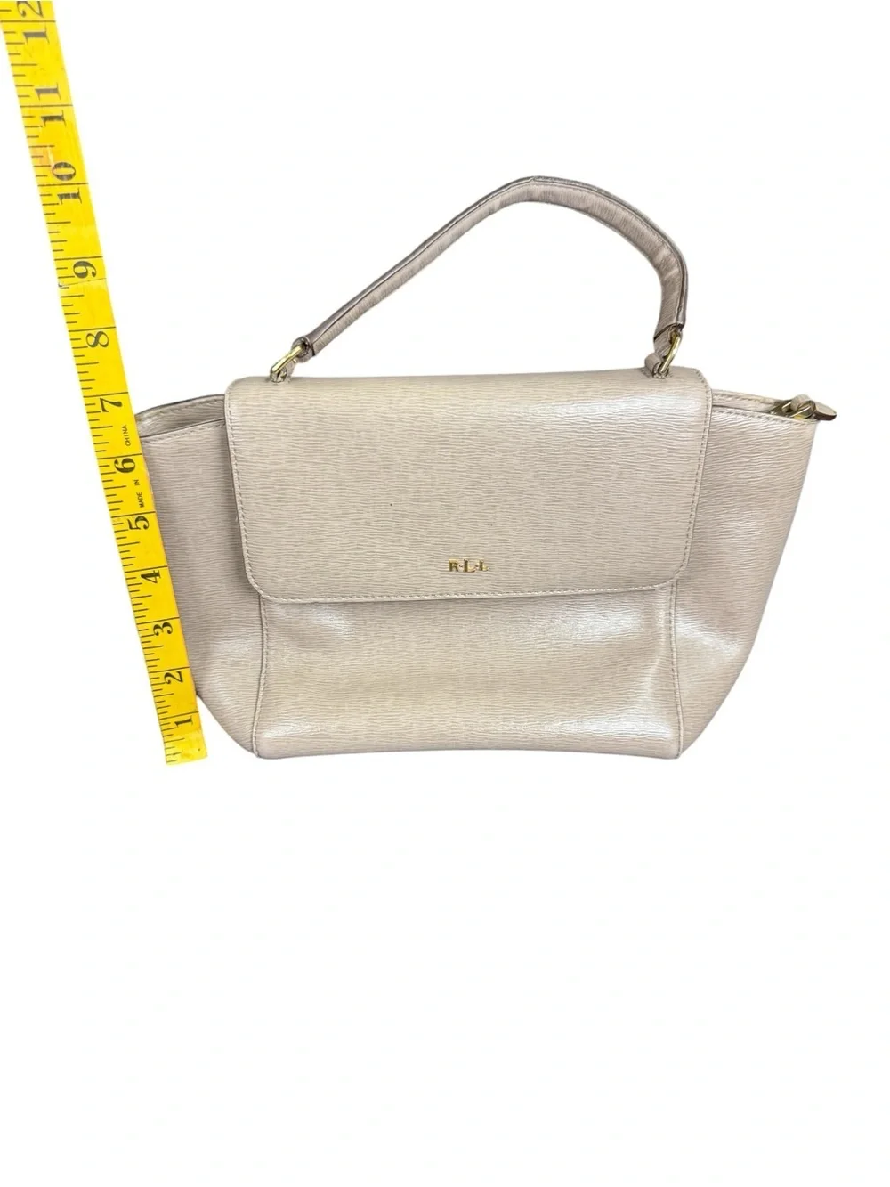 Ralph Lauren Cream Leather Top-Handle Crossbody